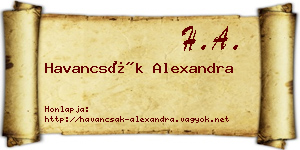 Havancsák Alexandra névjegykártya